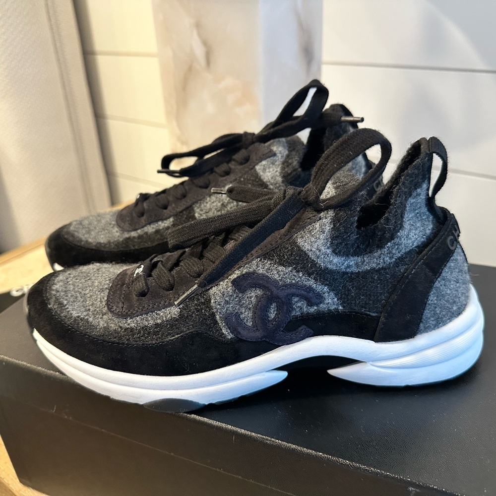 Chanel Black and Gray Trainers 23B Collection